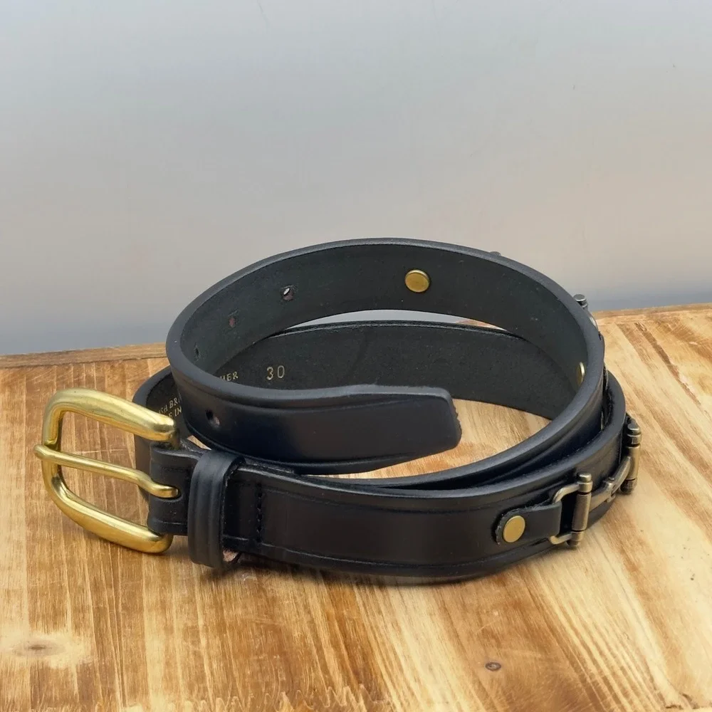 Tory Leather Belt Black Snaffle Bit English Bridle Leather USA Size 30 2197 EUC